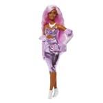 Barbie deluxe modelka - metalické šaty1