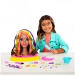 Barbie Hair Styling Hlava panenky Vlnité hnědé neonové duhové vlasy HMD803