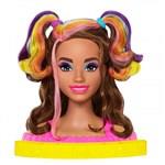 Barbie Hair Styling Hlava panenky Vlnité hnědé neonové duhové vlasy HMD801
