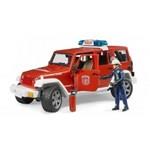 BRUDER 2528 Červený požární vůz Jeep Wrangler s figurkou hasiče1