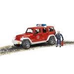 BRUDER 2528 Červený požární vůz Jeep Wrangler s figurkou hasiče2