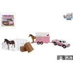Kids Globe Horses Mitsubishi s přívěsem na koně a příslušenstvím růžový 27 cm1