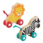 Fisher Price Dřevěná zvířátka POSTRKOVACÍ LEV A ZEBRA1