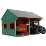 Kids Globe 610263 Farming – drewniany garaż na 2 traktory w skali 1:162