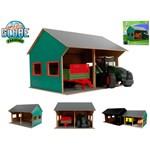 Kids Globe 610263 Farming – drewniany garaż na 2 traktory w skali 1:161