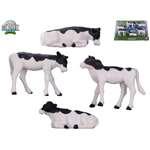 Kids Globe Farming cielęta leżące/stojące 1:32 czarno-białe 6szt w pudełku1