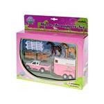 Kids Globe Horses Mitsubishi s přívěsem na koně a příslušenstvím růžový 27 cm2