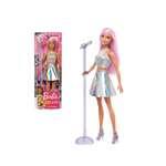 Lalka Barbie – gwiazda muzyki pop z różowymi włosami – piosenkarka z mikrofonem i spódnicą – JCW422