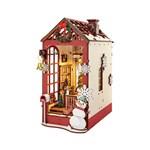 RoboTime 3D skládačka Zarážka na knihy Miniatura domečku Vánoční interiér1