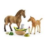 Schleich 42432 Set hříbě a Quarter kůň se štěňátkem a doplňky1