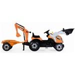 Šlapací traktor Builder Max s bagrem a vozíkem oranžový 3